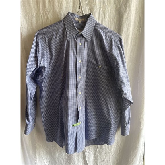 Men’s Urban Works Size Large Blue Plaid Long Sleeve Button Front Shirt W/pocket - Picture 2 of 9
